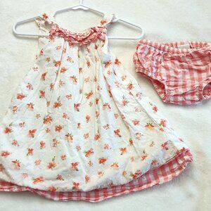 Janie and Jack - Size 3-6 mo girls - Pink Flower Dress with diaper cover
